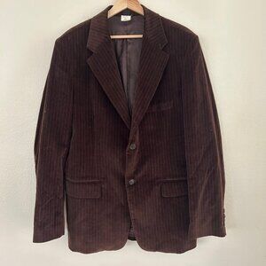 CO OP Barney's New York Blazer Coat Men's Velour SZ52 Brown Stripe Made In Italy
